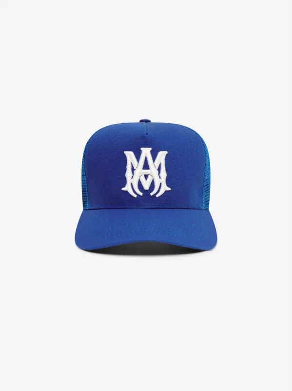 M.A. TRUCKER HAT - Blue sold by AMIRI