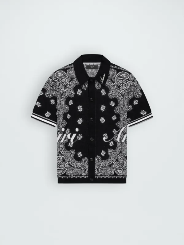 COTTON BANDANA SS POLO - BLACK sold by AMIRI