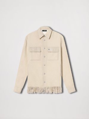 BUTTON FRINGE PADDED OVERSHIRT - ALABASTER sold by AMIRI