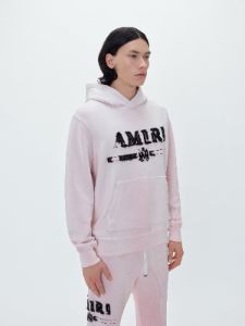 AMIRI M.A. BAR APPLIQUE HOODIE - SILVER PINK sold by AMIRI