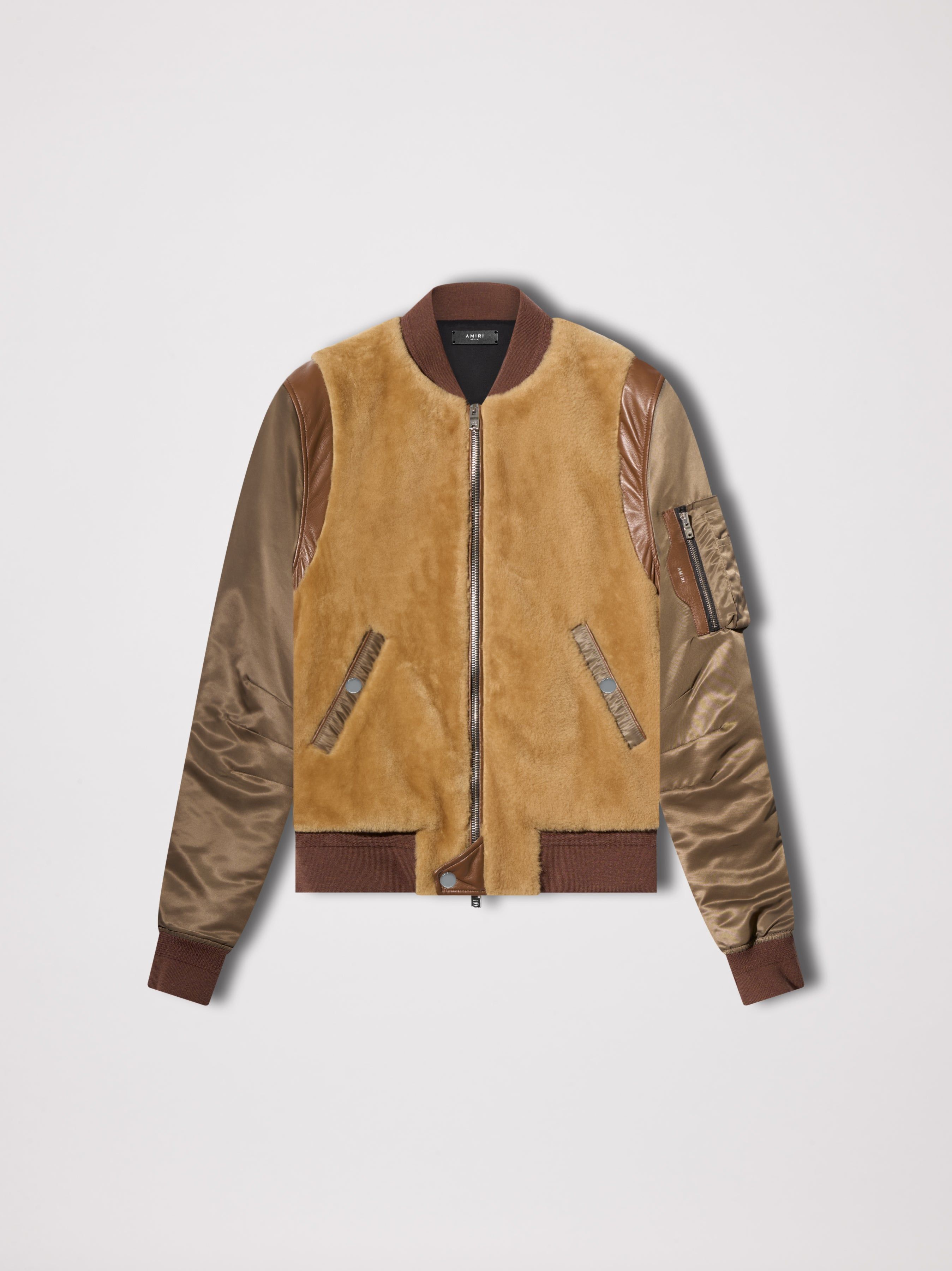 SHEARLING BOMBER JACKET - TAN sold by AMIRI