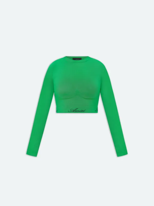 WOMEN - SEAMLESS L/S MOCK NECK TOP - Fern Green sold by AMIRI