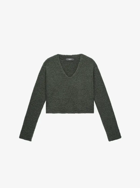 CROPPED BOUCLE SWEATER - MILITARY GREEN made by AMIRI