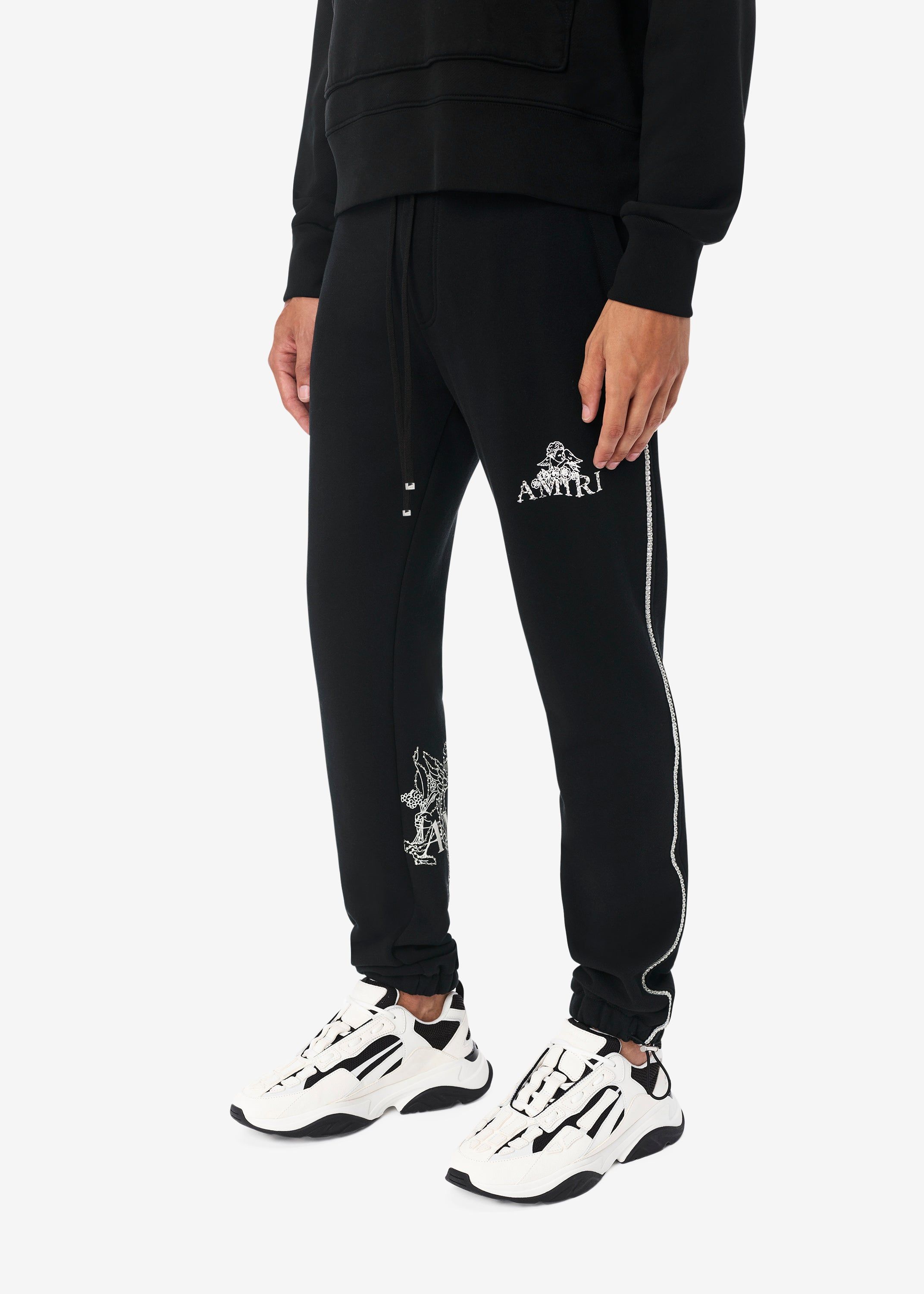 AMIRI CRYSTAL OUTLINE CHERUB SWEATPANTS - BLACK | Parallel