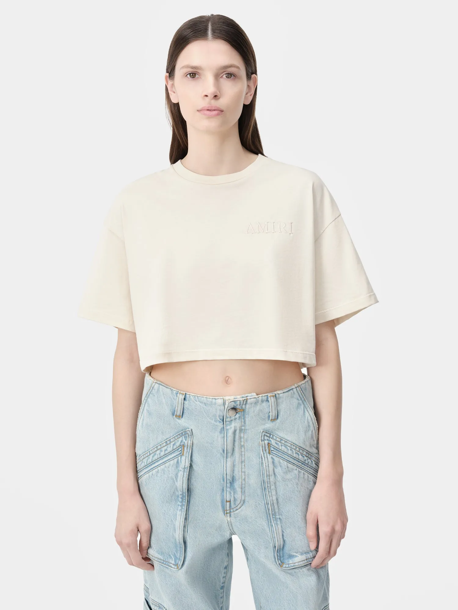 WOMEN - WOMEN'S AMIRI EMBROIDERED CROPPED TEE - Alabaster sold by AMIRI product image thumbnail 2