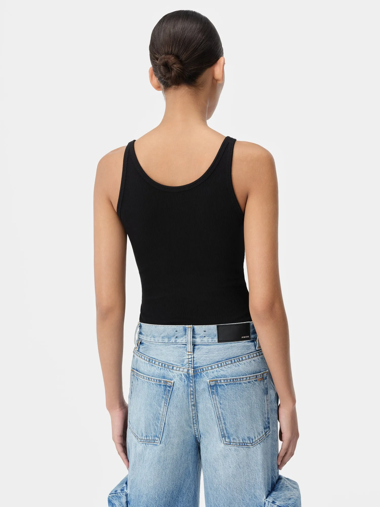WOMEN - WOMEN'S MA EMBROIDERED RIBBED TANK - Black sold by AMIRI product image thumbnail 3