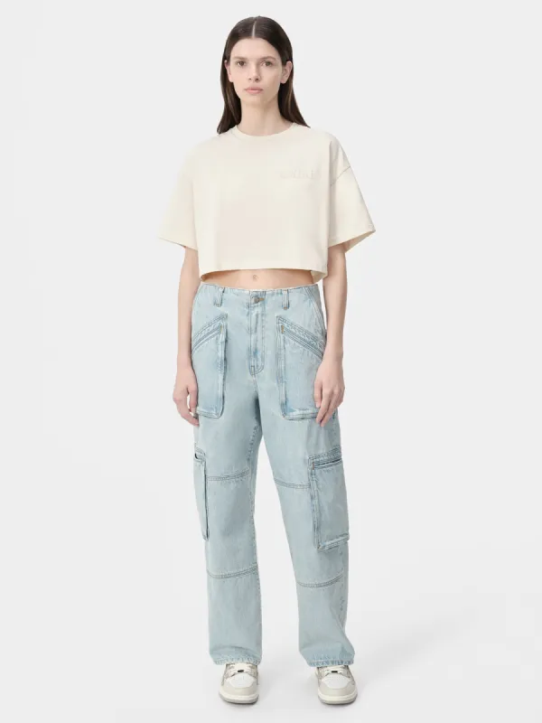 WOMEN - WOMEN'S AMIRI EMBROIDERED CROPPED TEE - Alabaster sold by AMIRI