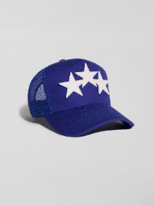 3 STAR TRUCKER HAT - BLUE WHITE sold by AMIRI