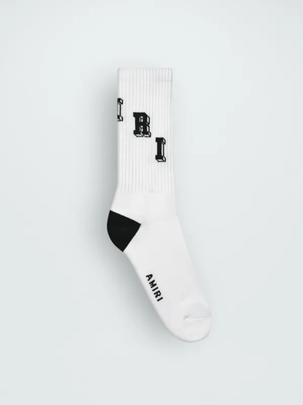 WOMEN - COLLEGIATE AMIRI TUBE SOCK - WHITE / BLACK made by AMIRI