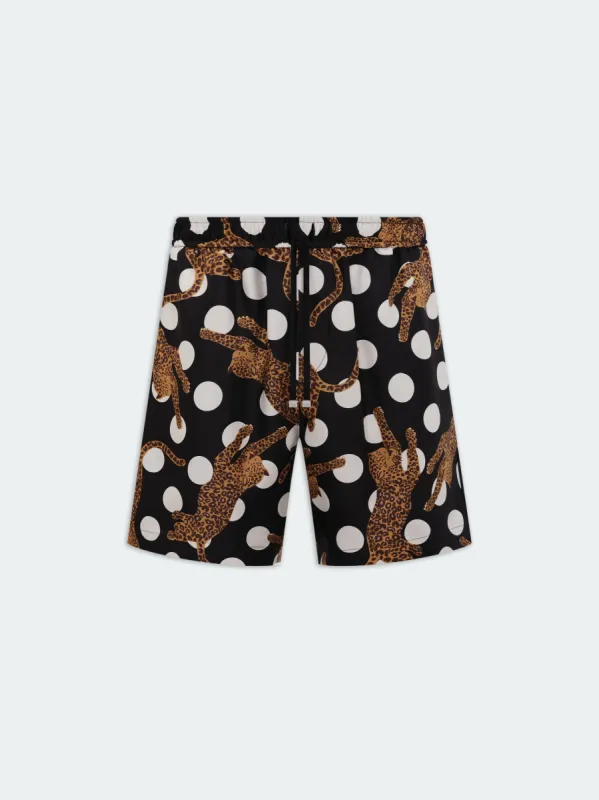 LEOPARD POLKA DOTS SILK SHORT - Black sold by AMIRI