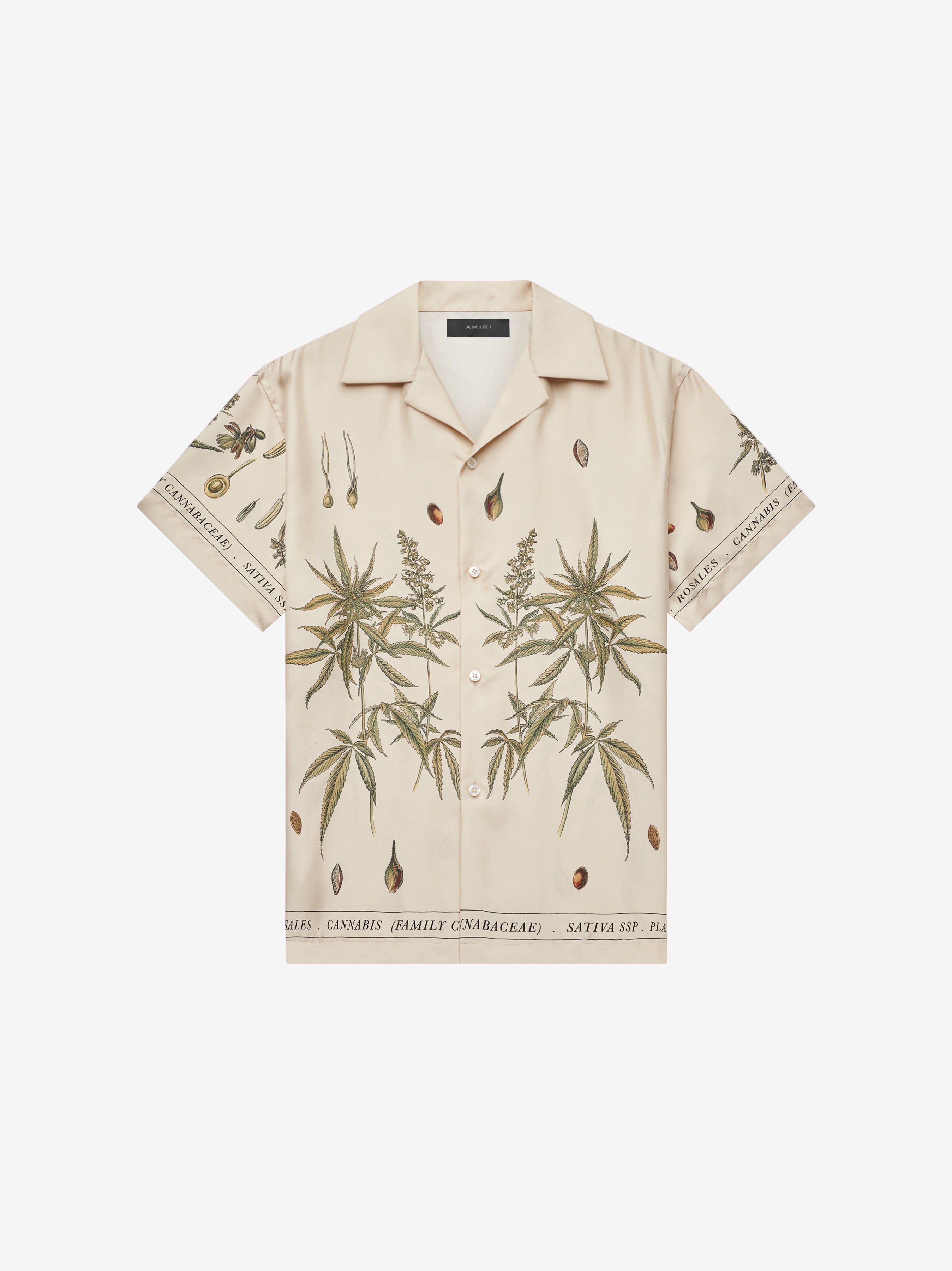 BOTANICAL LEAVES SHORT SLEEVE SHIRT - Natural sold by AMIRI
