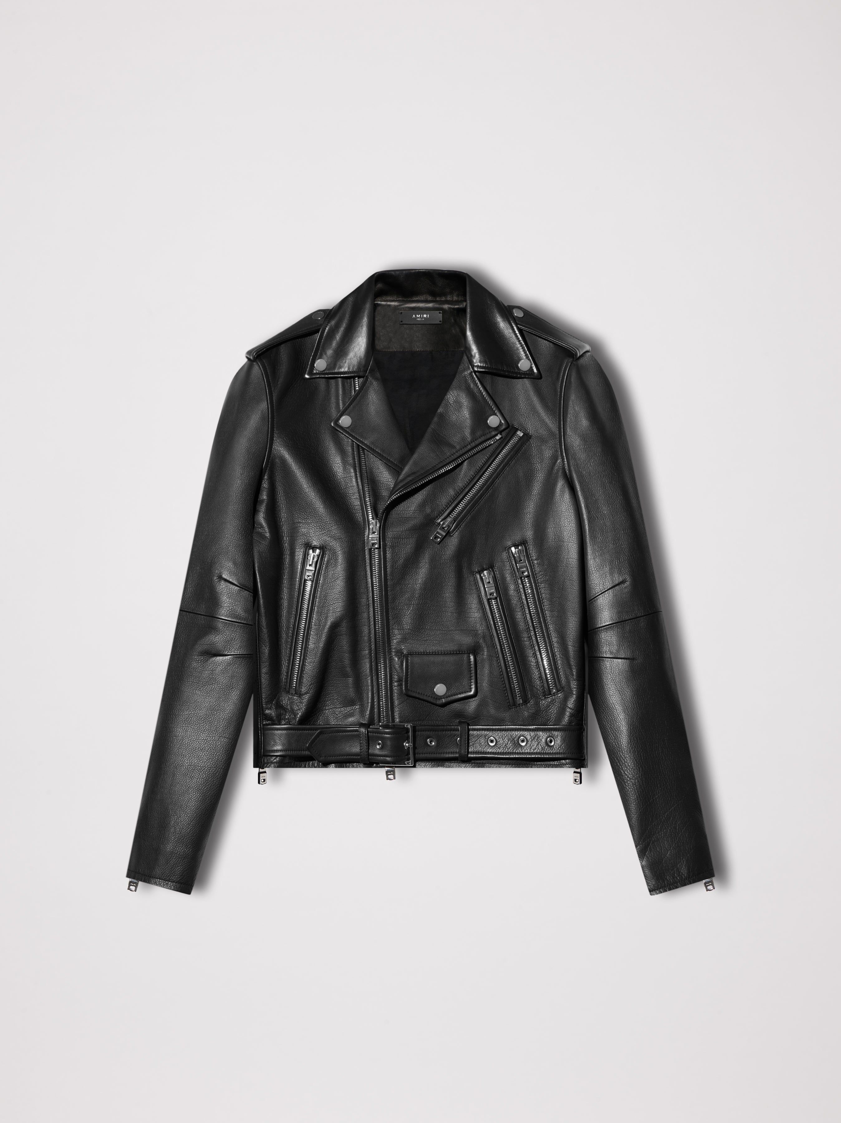 LEATHER BIKER JACKET - BLACK sold by AMIRI