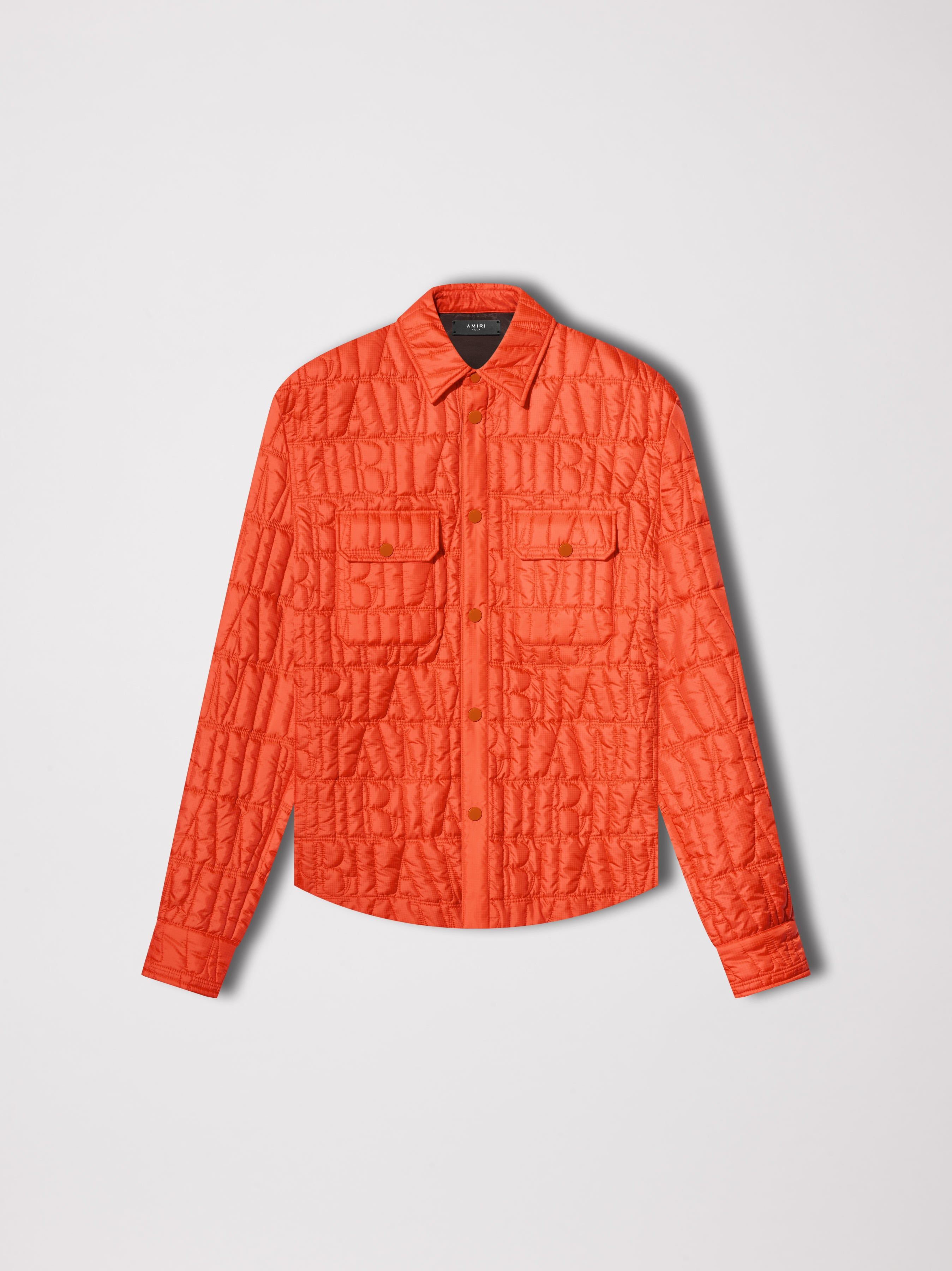 QUILTED AMIRI LOGO OVERSHIRT - ORANGE sold by AMIRI
