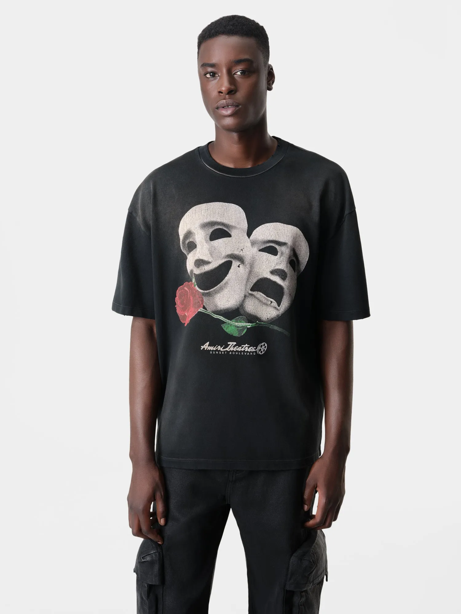 THEATRE MASKS OVERSIZED TEE - Black sold by AMIRI product image thumbnail 2