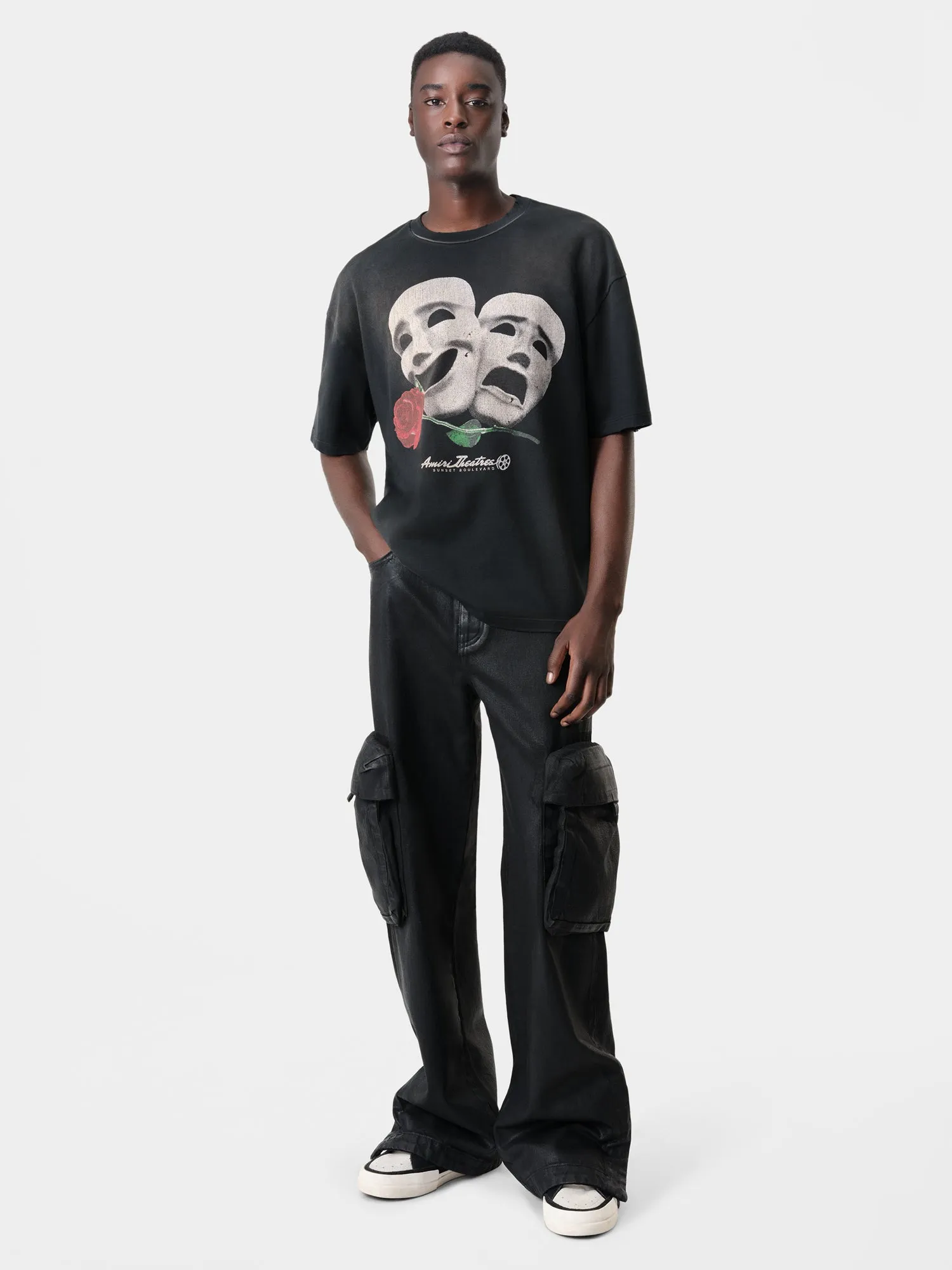 THEATRE MASKS OVERSIZED TEE - Black sold by AMIRI