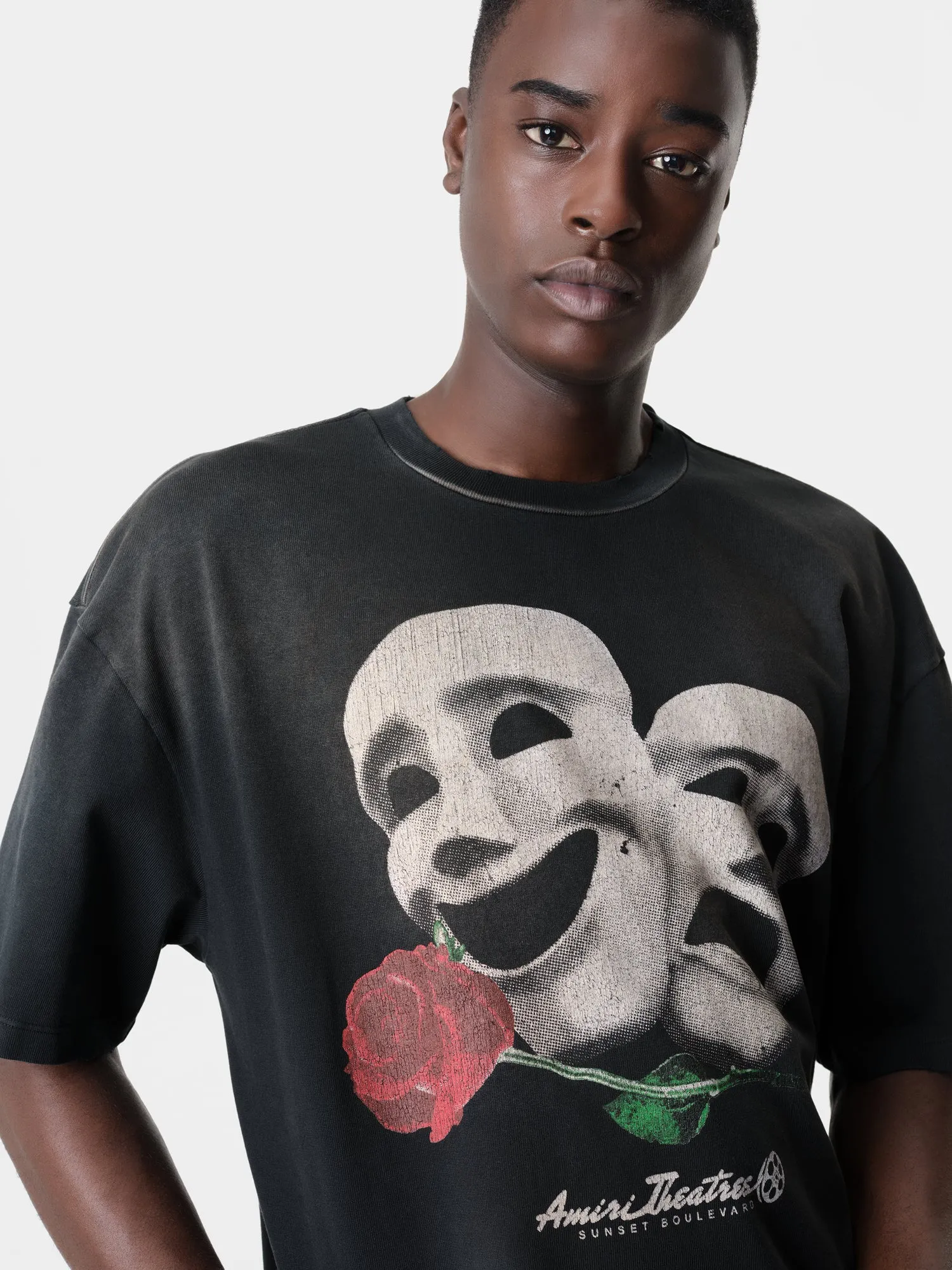 THEATRE MASKS OVERSIZED TEE - Black sold by AMIRI product image thumbnail 4