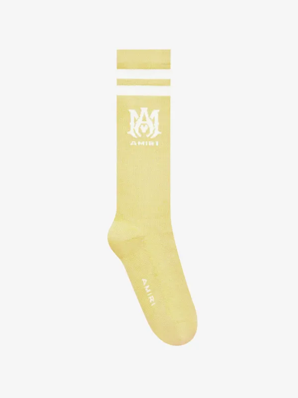 RIBBED M.A. ATHLETIC SOCKS - MUSTARD sold by AMIRI