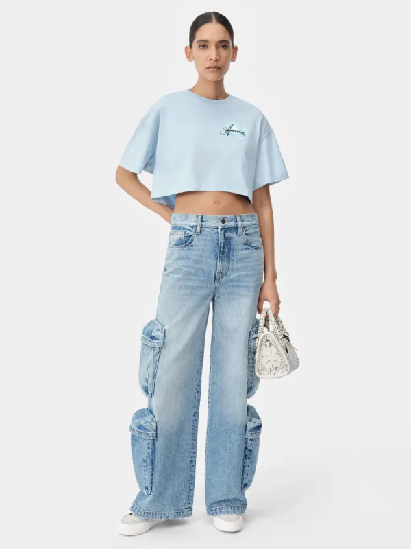 WOMEN - WOMEN'S AMIRI PARADISE AIRBRUSH TEE - Cerulean sold by AMIRI