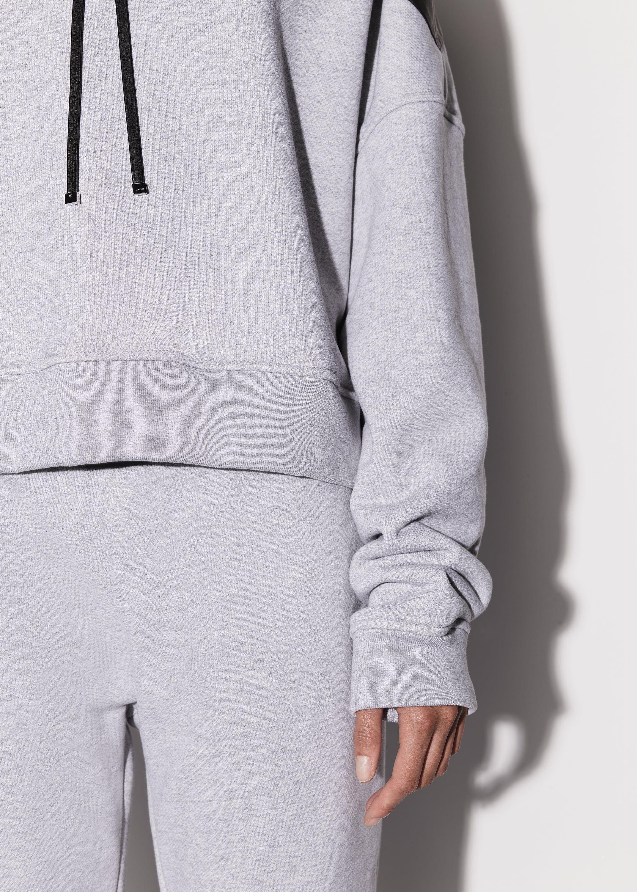 WOMEN - LEATHER HYBRID HOODIE - HEATHER GREY sold by AMIRI product image thumbnail 7