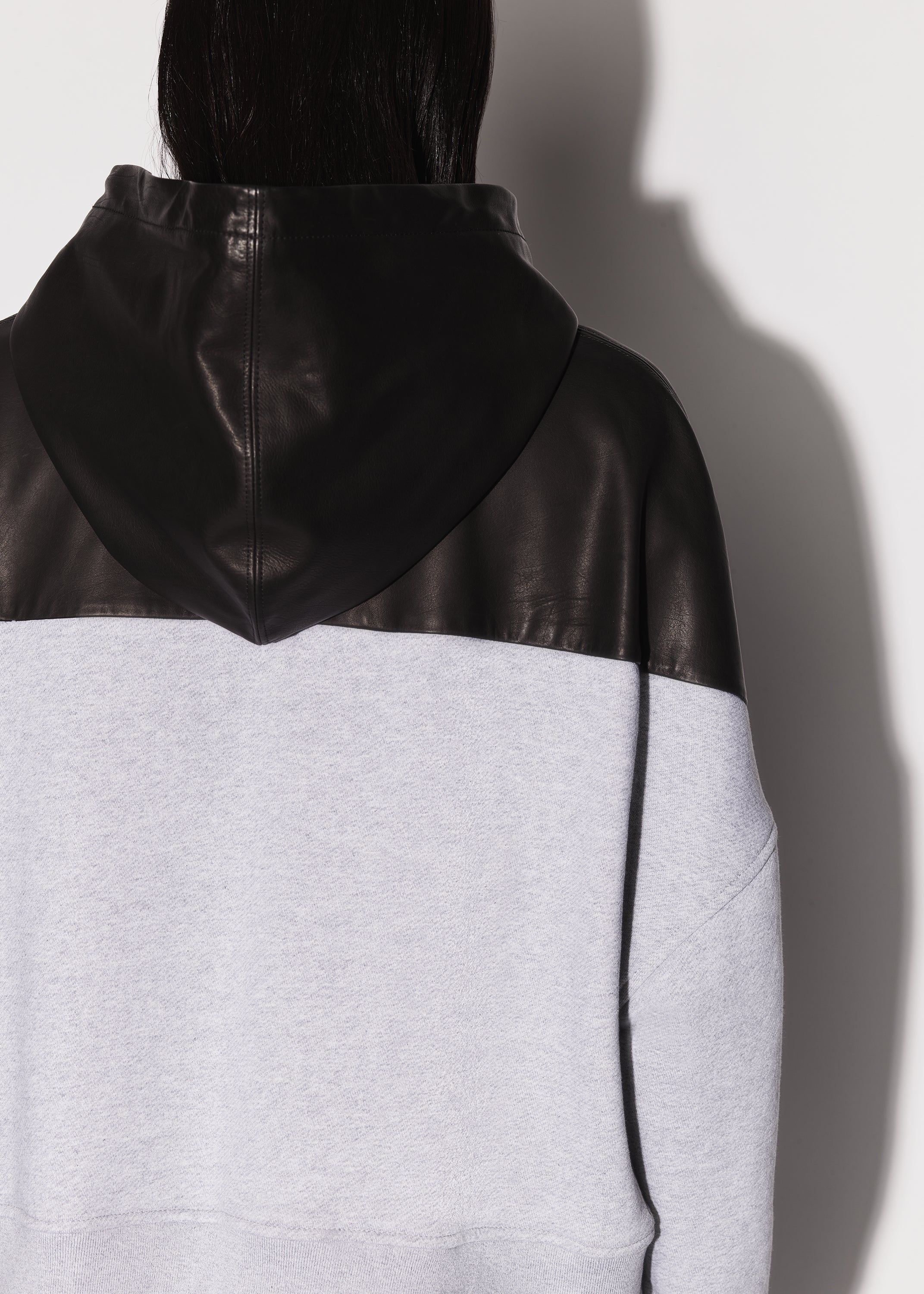 WOMEN - LEATHER HYBRID HOODIE - HEATHER GREY sold by AMIRI product image thumbnail 8