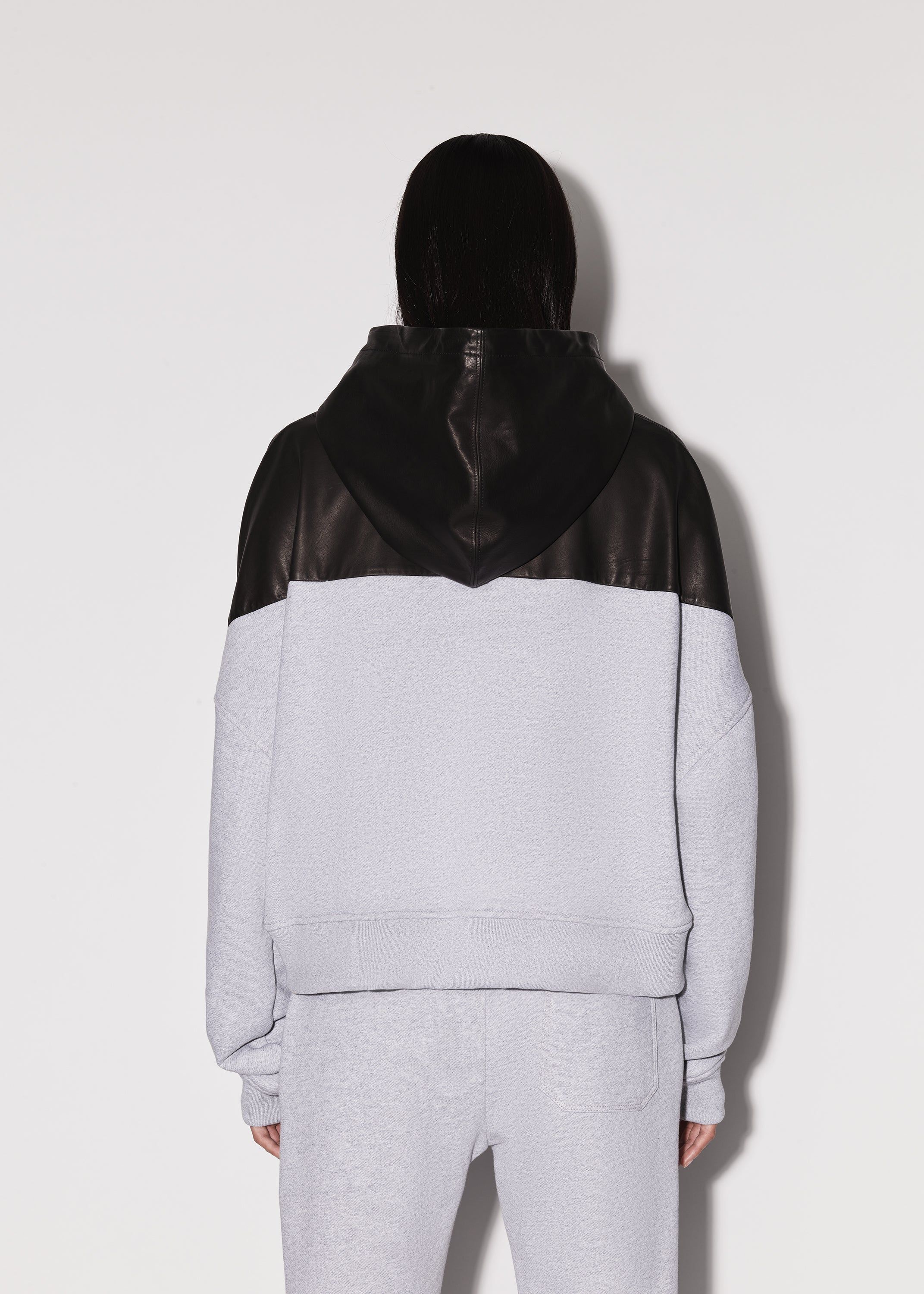 WOMEN - LEATHER HYBRID HOODIE - HEATHER GREY sold by AMIRI product image thumbnail 5