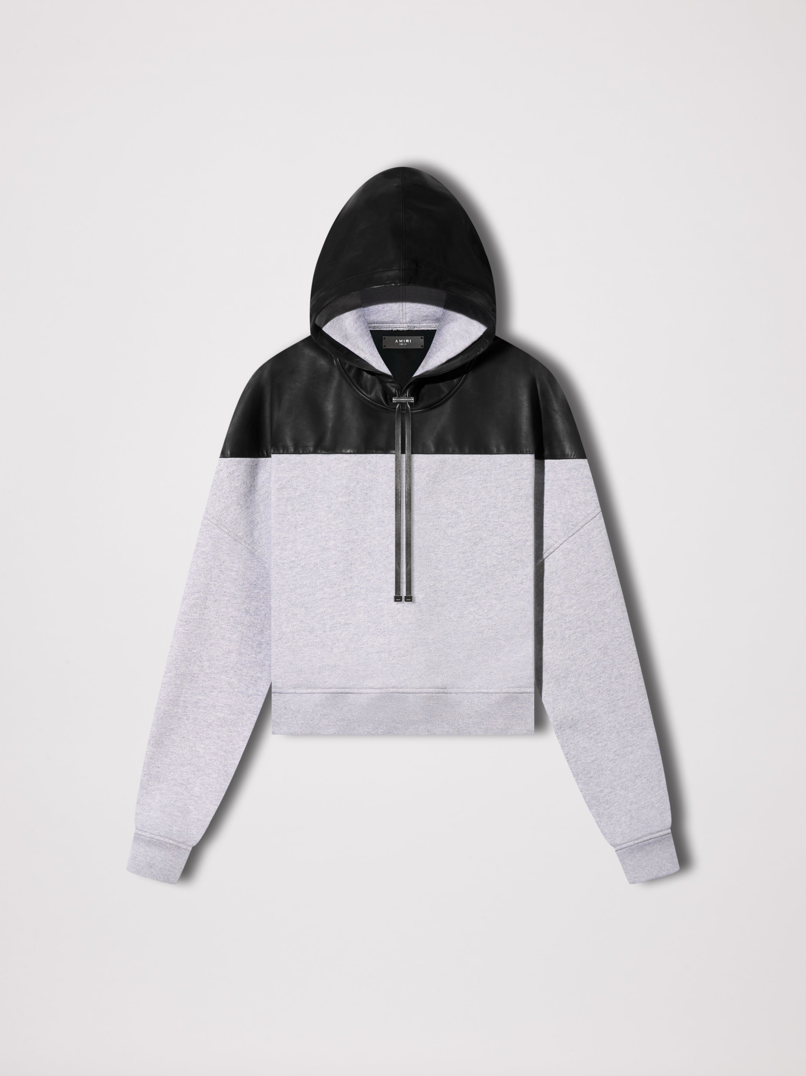 WOMEN - LEATHER HYBRID HOODIE - HEATHER GREY sold by AMIRI