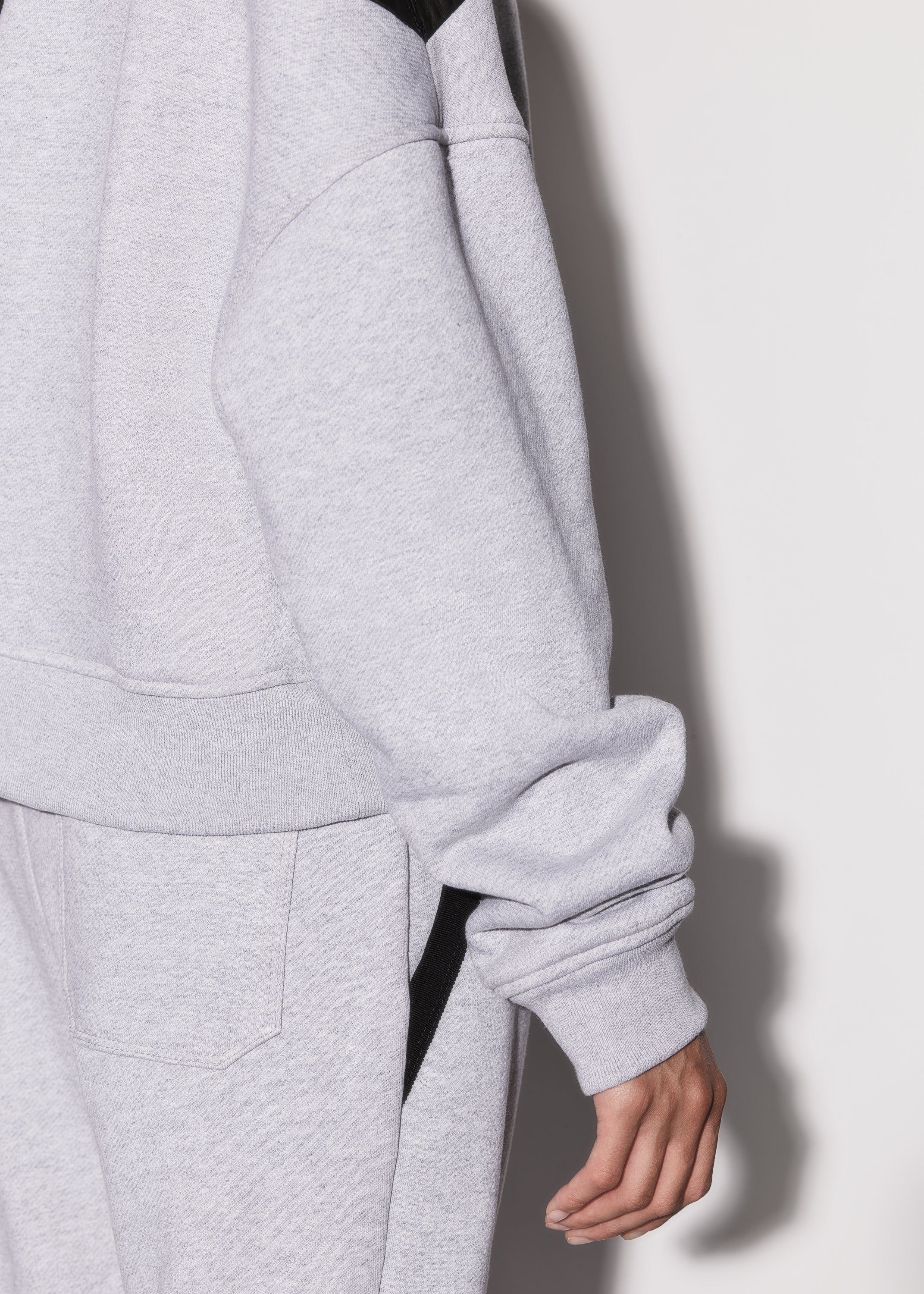 WOMEN - LEATHER HYBRID HOODIE - HEATHER GREY sold by AMIRI product image thumbnail 9