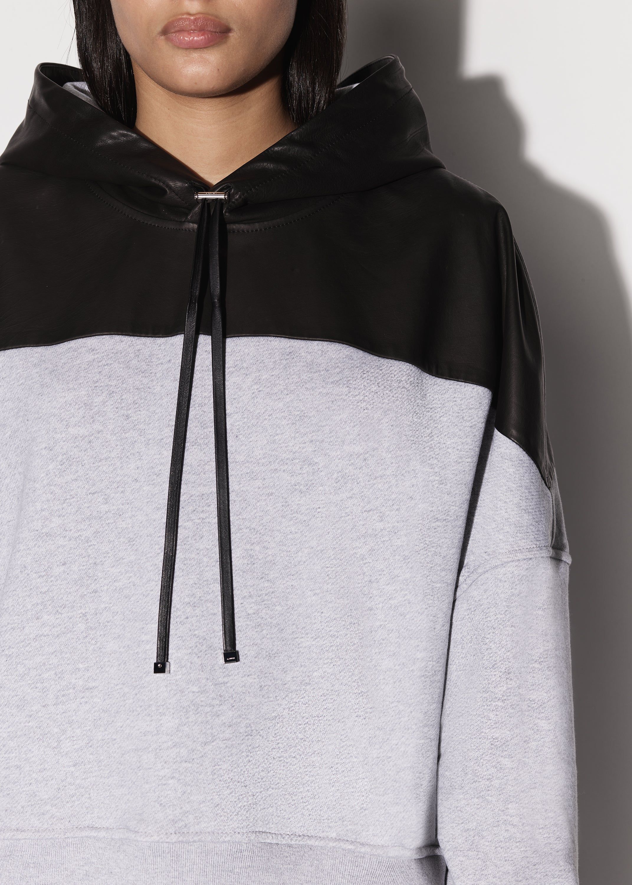 WOMEN - LEATHER HYBRID HOODIE - HEATHER GREY sold by AMIRI product image thumbnail 6