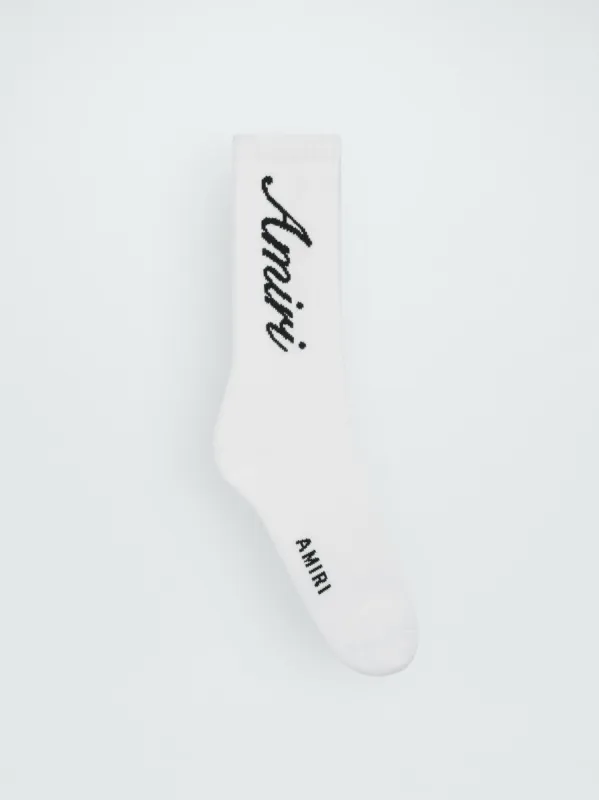 AMIRI SCRIPT TUBE SOCK - WHITE_BLACK sold by AMIRI