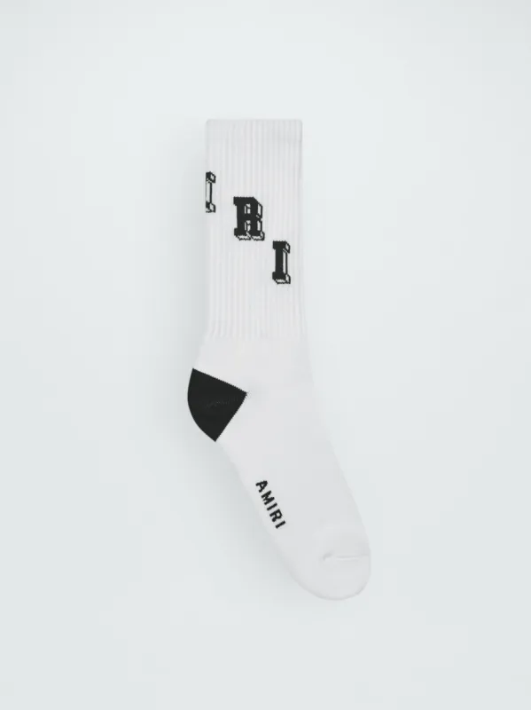 COLLEGIATE AMIRI TUBE SOCK - WHITE_BLACK made by AMIRI