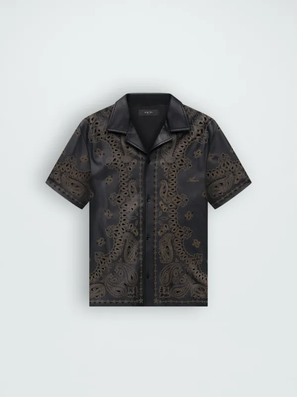 LEATHER BANDANA SHIRT - BLACK sold by AMIRI