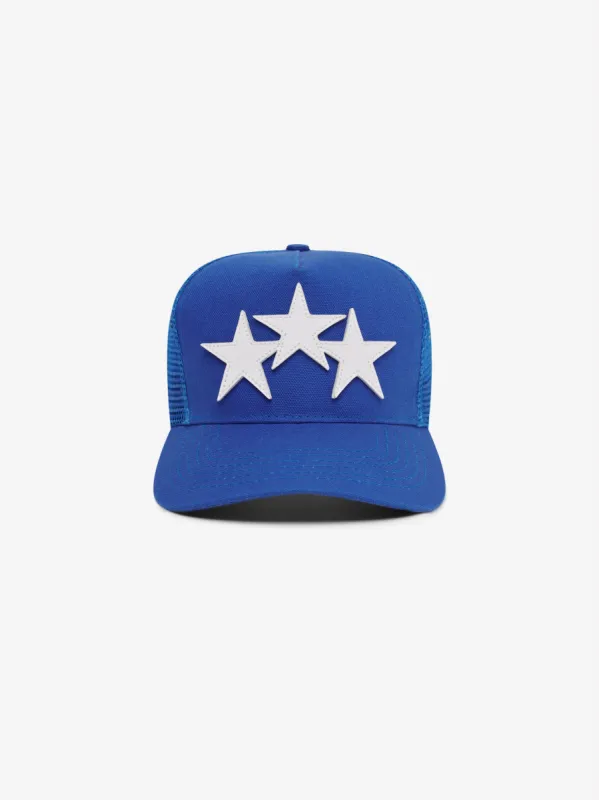 3 STAR TRUCKER HAT - BLUE / WHITE sold by AMIRI