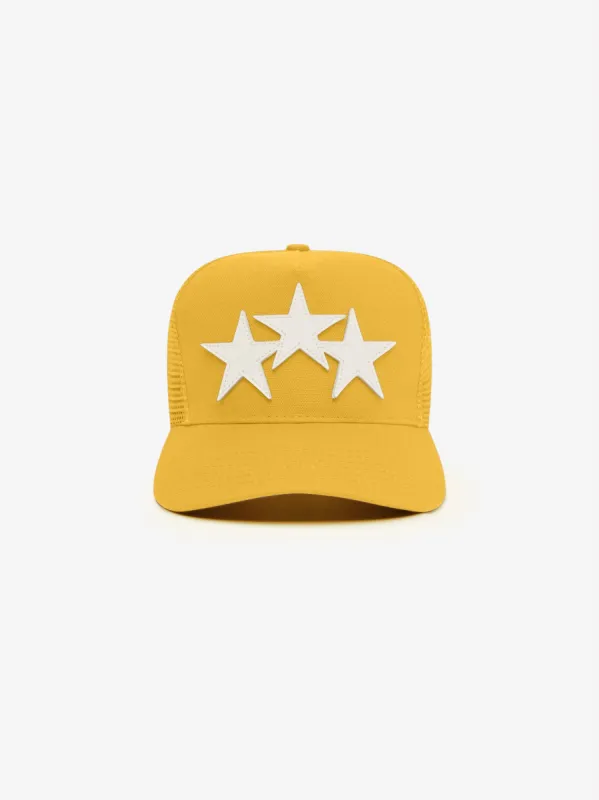 3 STAR TRUCKER HAT - YELLOW / WHITE sold by AMIRI