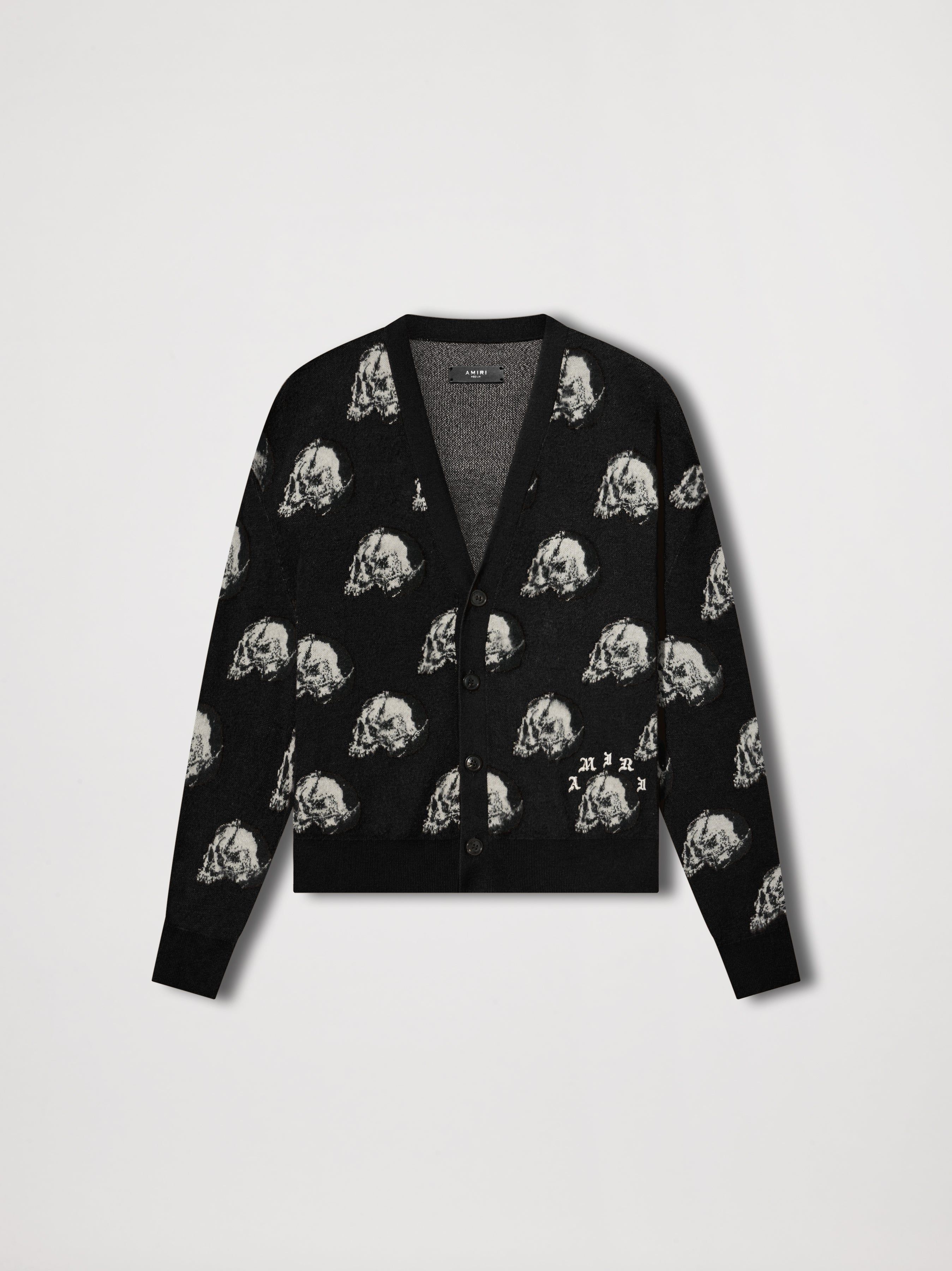 WES LANG REPEAT SKULL CARDIGAN - BLACK sold by AMIRI
