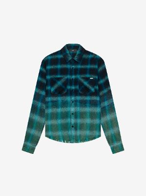 BLEACHED SHADOW PLAID - CYAN made by AMIRI