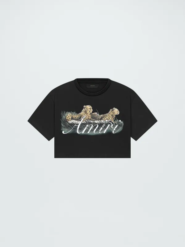 WOMEN - CHEETAH CROPPED TEE - BLACK sold by AMIRI