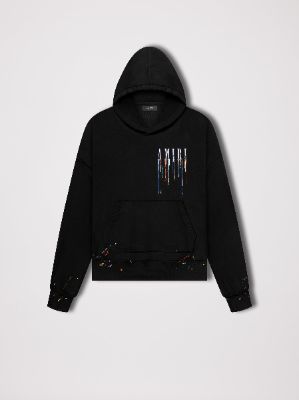 EMBROIDERED PAINT DRIP CORE LOGO HOODIE - BLACK / WHITE sold by AMIRI