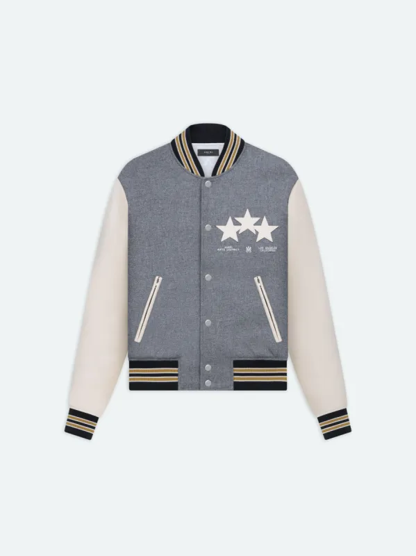 OVERSIZED STARS VARSITY JACKET - Grey sold by AMIRI