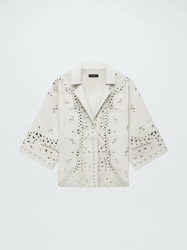 WOMEN - LEATHER BANDANA SHIRT - ALABASTER made by AMIRI