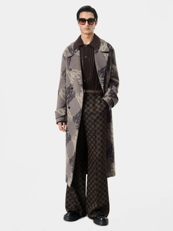 MA QUAD BRUSHED DOUBLE-BREASTED OVERCOAT - Dark Brown made by AMIRI