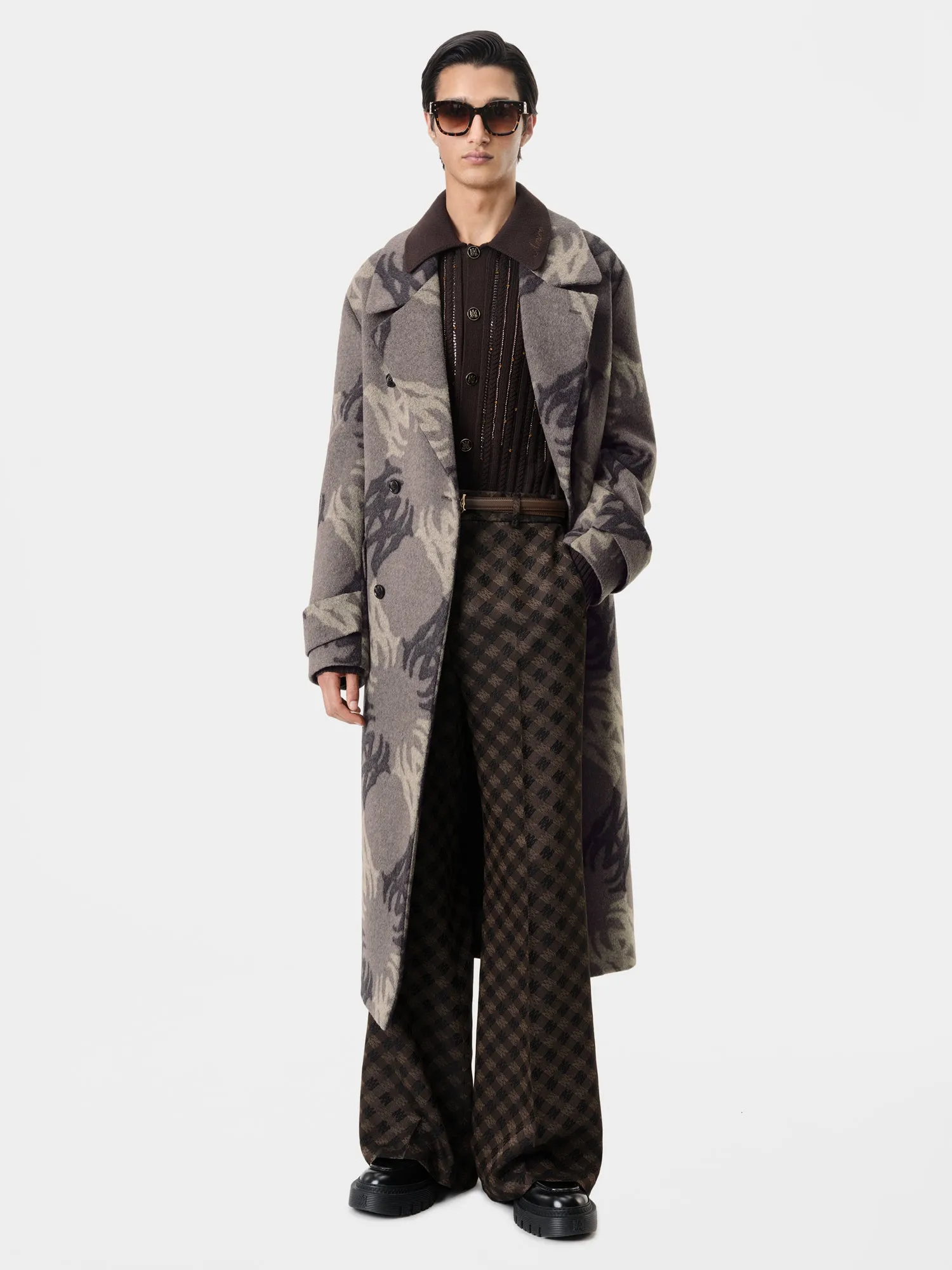 MA QUAD BRUSHED DOUBLE-BREASTED OVERCOAT - Dark Brown sold by AMIRI