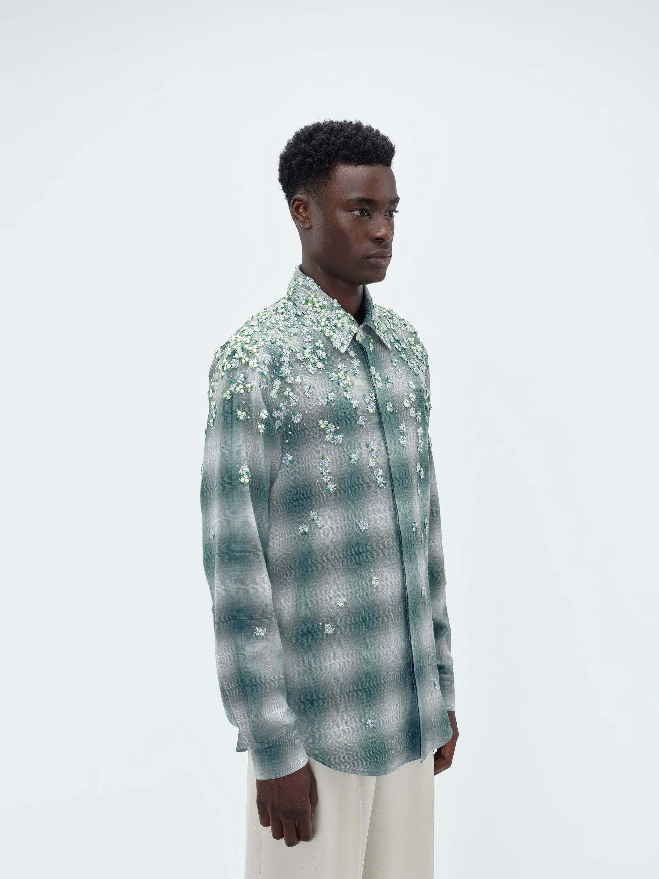 FLORAL FLANNEL - Blue sold by AMIRI product image thumbnail 4