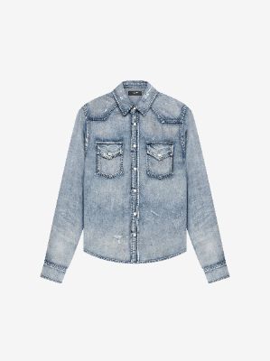 AMIRI LOGO APPLIQUÉ SHIRT - CLAY INDIGO sold by AMIRI