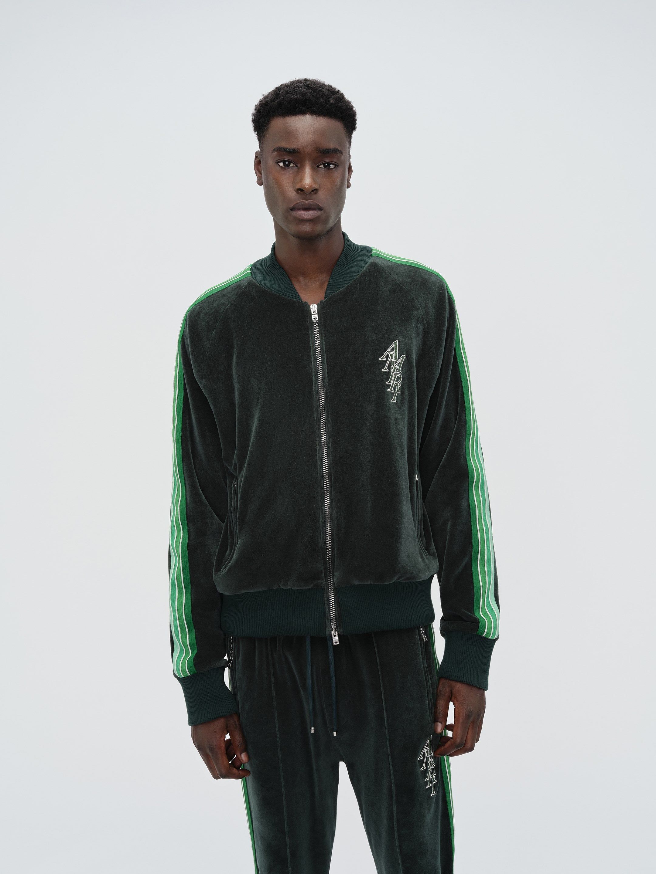 AMIRI STACK VELOUR TRACK JACKET - Rain Forest sold by AMIRI product image thumbnail 2