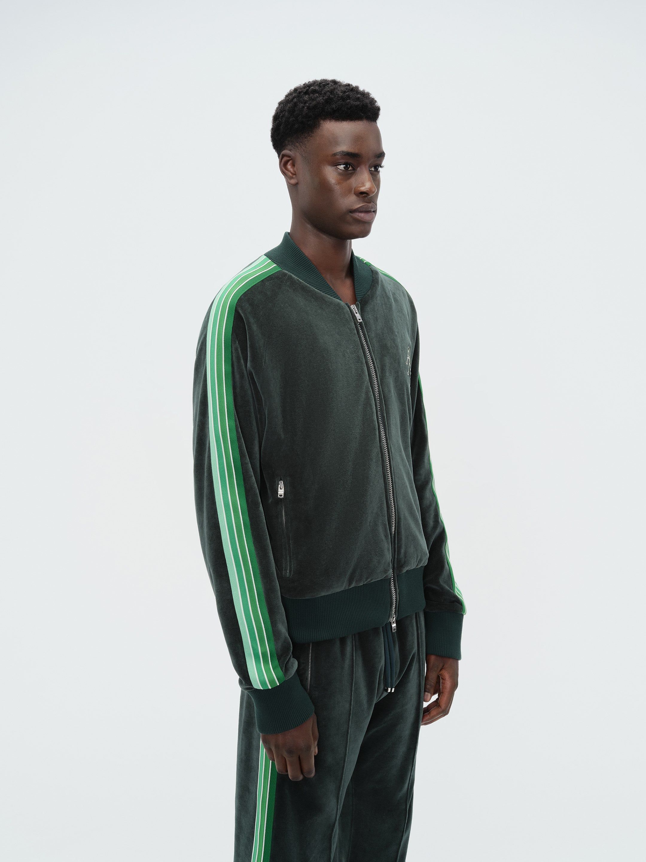 AMIRI STACK VELOUR TRACK JACKET - Rain Forest sold by AMIRI product image thumbnail 3