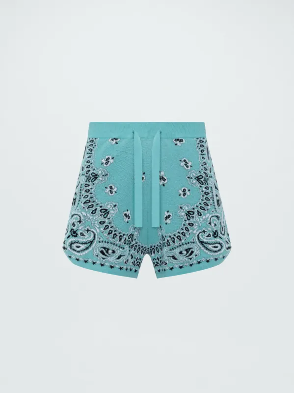 WOMEN - BANDANA SHORTS - TEAL sold by AMIRI