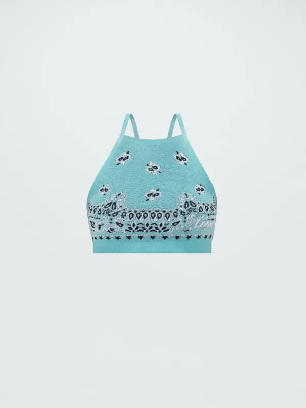WOMEN - CROPPED BANDANA TANK - TEAL sold by AMIRI