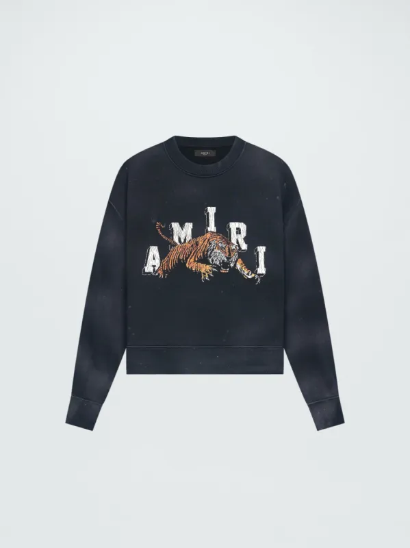 WOMEN - VINTAGE TIGER CREWNECK - BLACK sold by AMIRI