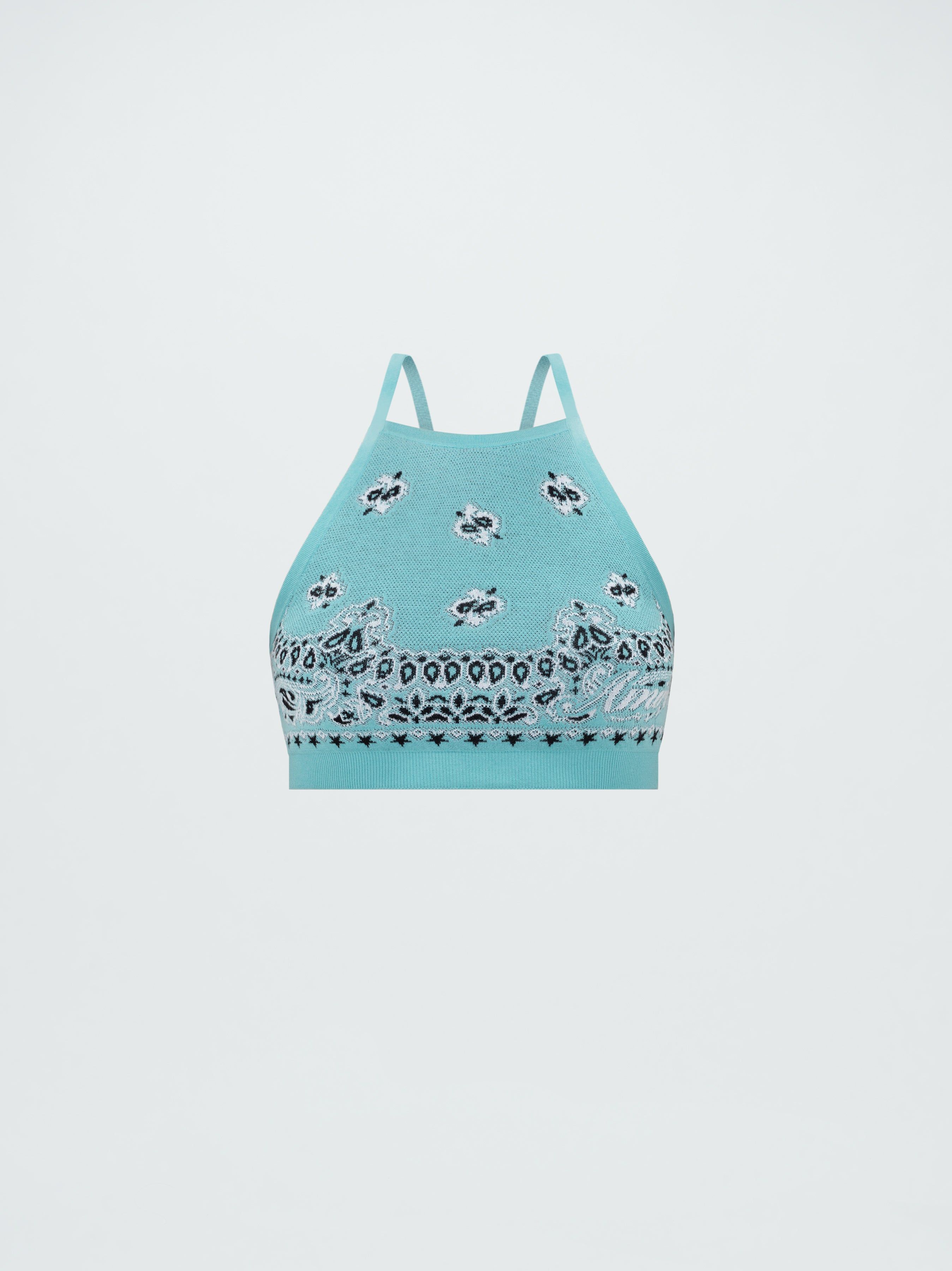 WOMEN - CROPPED BANDANA TANK - TEAL sold by AMIRI