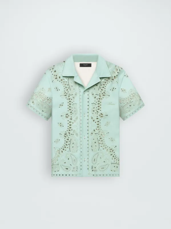 LEATHER BANDANA SHIRT - MINT made by AMIRI